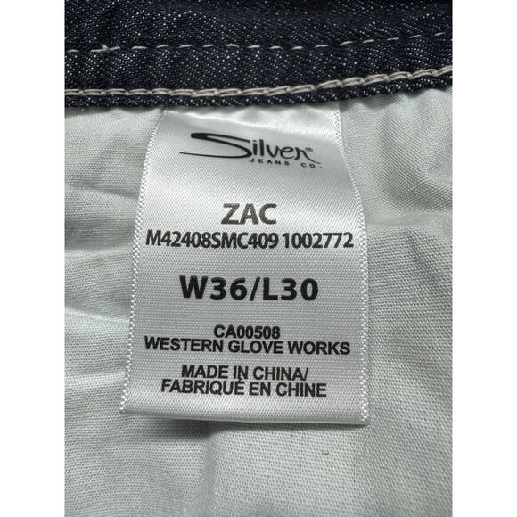 Silver Jeans Mens 36x30 Blue Denim Zac Bootcut Distressed‎ Grunge Cotton - Picture 4 of 8